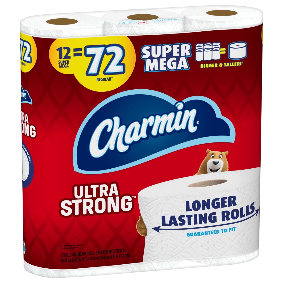 slide 2 of 5, Charmin Bathroom Tissue, Super Mega Roll, 2-Ply, Unscented, 12 Each, 12 ct