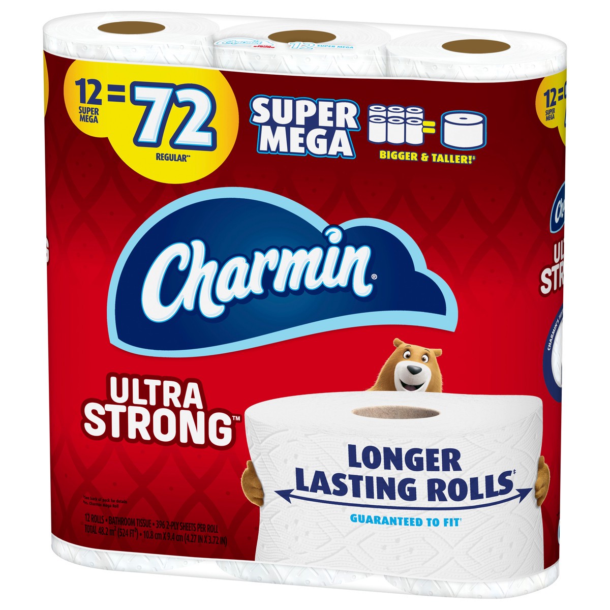 slide 3 of 5, Charmin Bathroom Tissue, Super Mega Roll, 2-Ply, Unscented, 12 Each, 12 ct