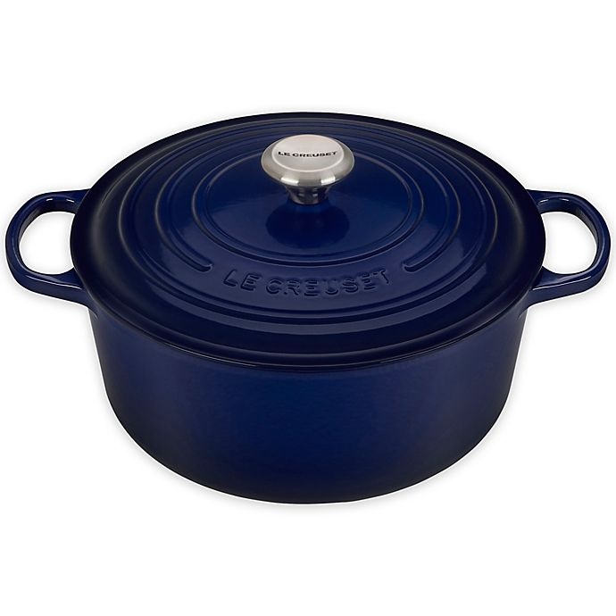 slide 1 of 1, Le Creuset Signature Round Dutch Oven - Indigo, 7.25 qt