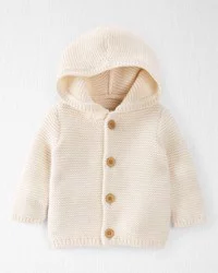 Littleplanet Baby Organic Cotton Signature Stitch Cardigan - Sweet Cream - 9M