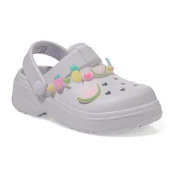 Sol Borne Girls' Coast Mary Jane Fruit Clogs, White, Size 12