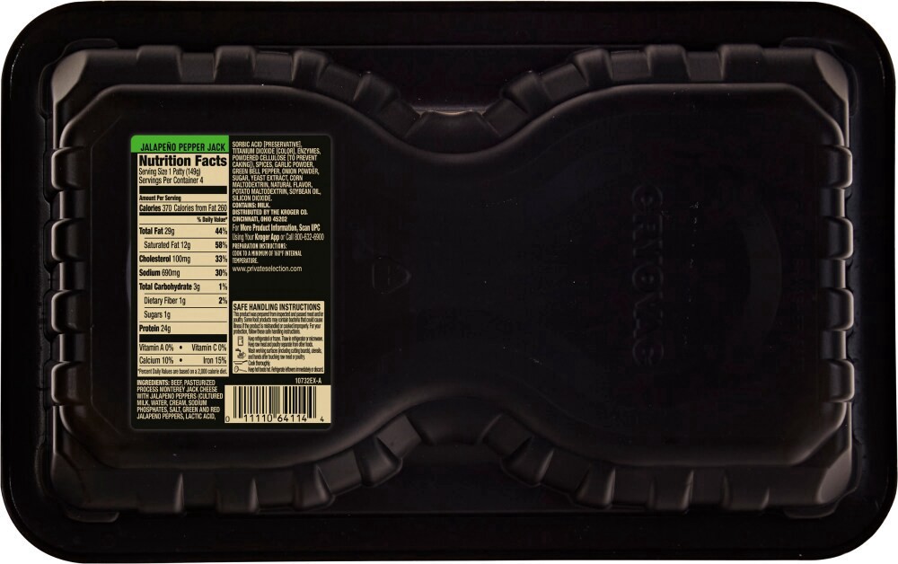 slide 2 of 2, Private Selection Angus Beef Patties Jalapeno Pepper Jack Burger, 2.27 lb
