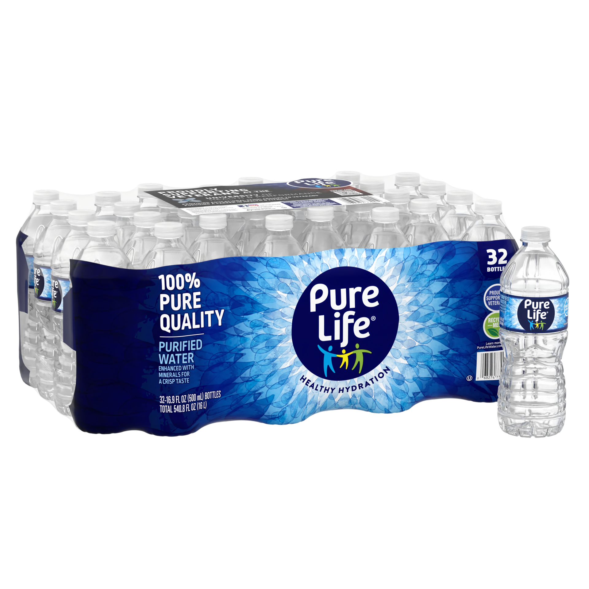 slide 4 of 5, Pure Life Purified Water, 16.9 Fl Oz, Plastic Bottled Water (32 Pack), 32 ct; 16.9 fl oz