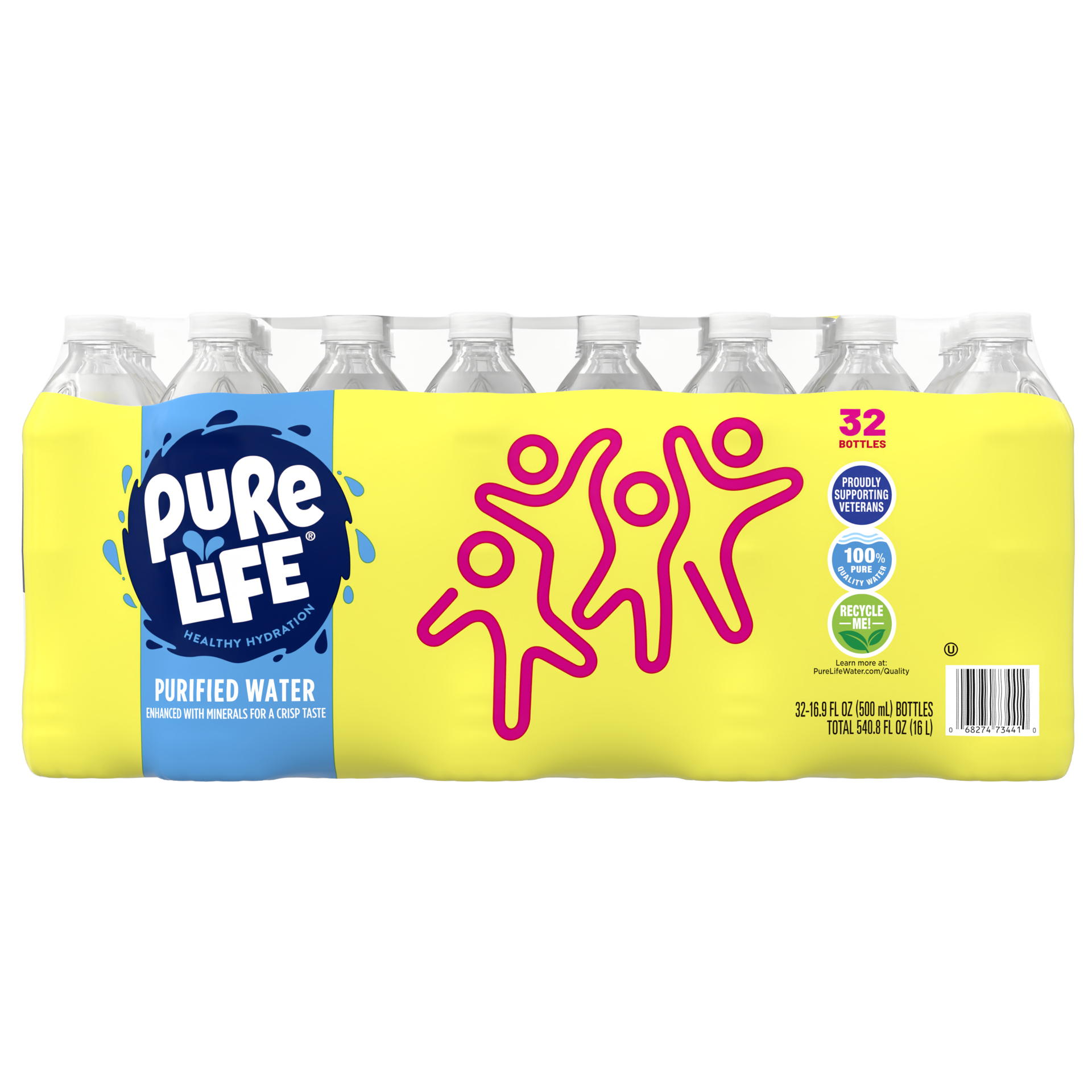 slide 1 of 5, Pure Life Purified Water, 16.9 Fl Oz, Plastic Bottled Water (32 Pack), 32 ct; 16.9 fl oz