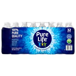Pure Life Purified Water, 16.9 Fl Oz, Plastic Bottled Water (32 Pack)