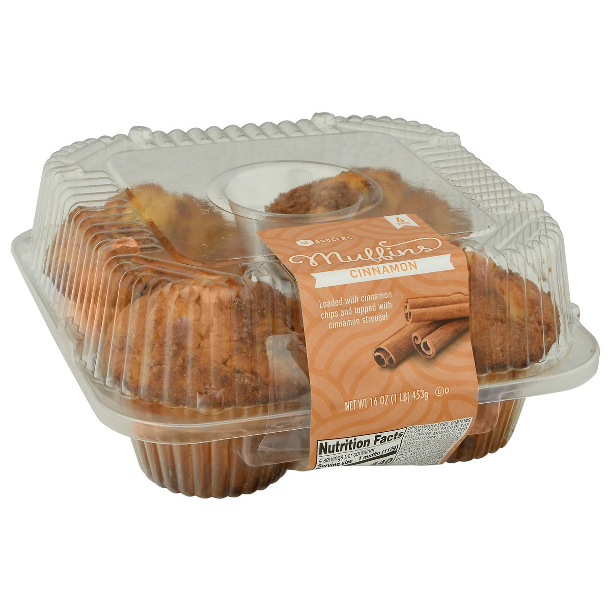 slide 2 of 9, SE Grocers Cinnamon Muffins 4 Pack, 1 ct