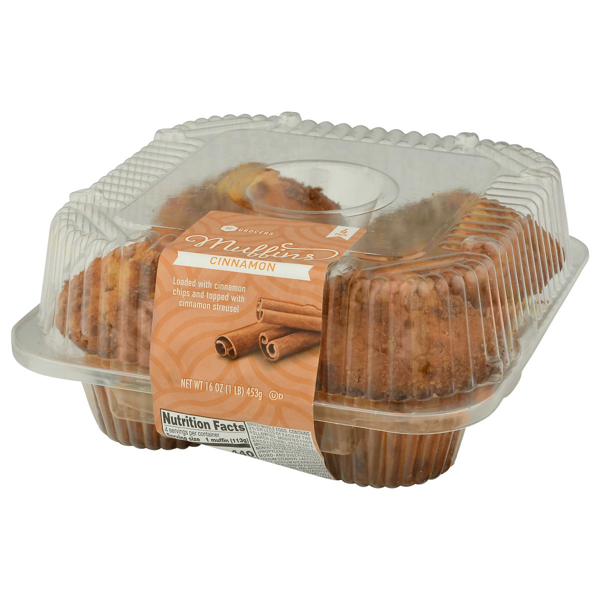 slide 9 of 9, SE Grocers Cinnamon Muffins 4 Pack, 1 ct