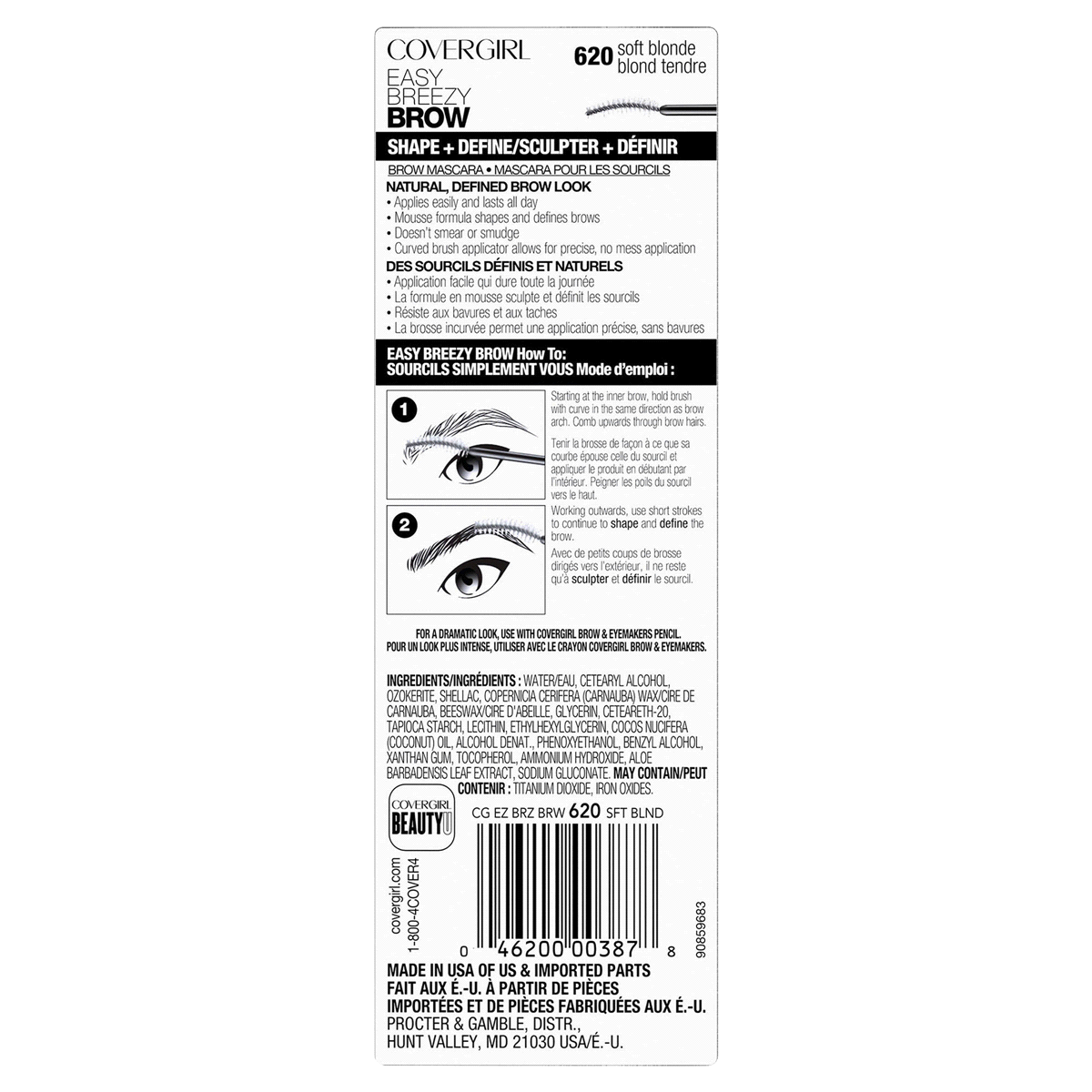 slide 2 of 3, Covergirl Easy Breezy Brow Shape & Define Eyebrow Mascara Soft Blonde, 0.024 fl oz