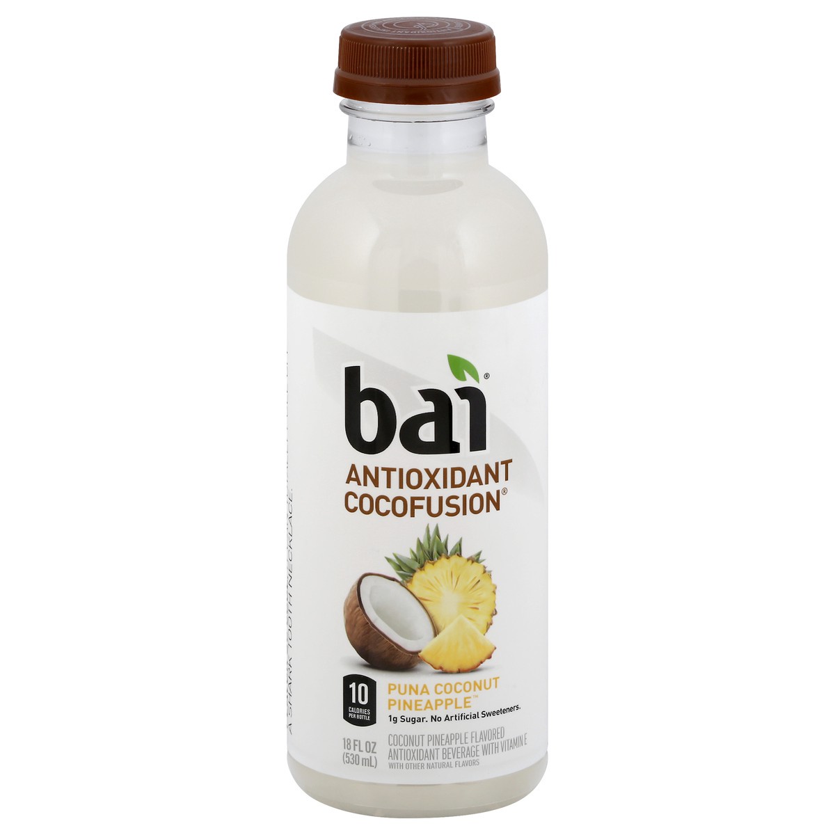 slide 13 of 13, Bai Coconut Flavored Water, Puna Coconut Pineapple, Antioxidant Infused Drink, 18 Fluid Ounce Bottle, 18 fl oz