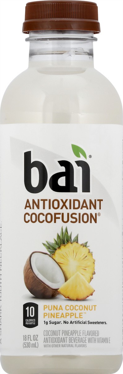 slide 1 of 13, Bai Coconut Flavored Water, Puna Coconut Pineapple, Antioxidant Infused Drink, 18 Fluid Ounce Bottle, 18 fl oz