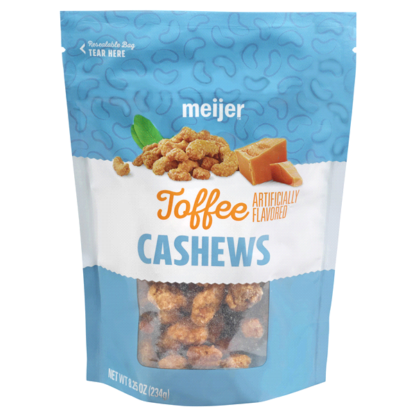 slide 1 of 1, Meijer Toffee Cashews, 8.25 oz