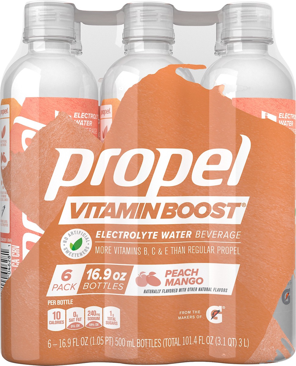 slide 2 of 5, Propel 6 Pack Electrolyte Peach Mango Water Beverage 6 ea, 6 ct