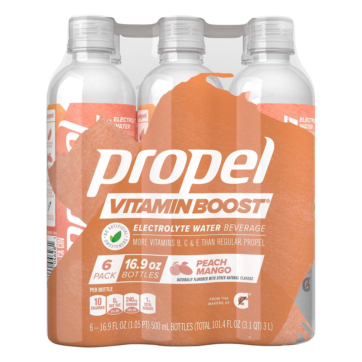 slide 1 of 5, Propel 6 Pack Electrolyte Peach Mango Water Beverage 6 ea, 6 ct