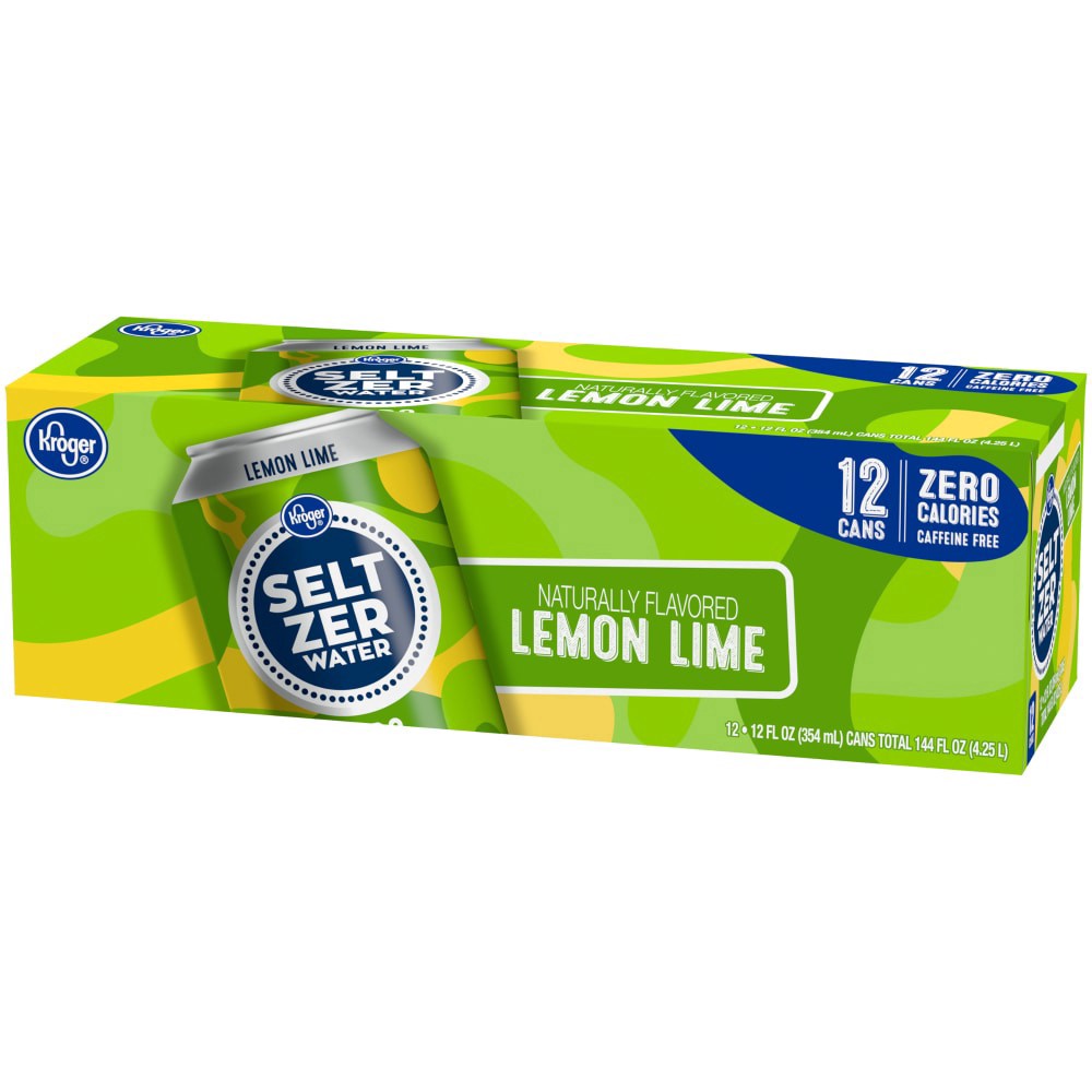 slide 5 of 5, Kroger Seltzer Water Naturally Flavored Lemon Lime Caffeine Free - 12 ct; 12 fl oz, 12 ct; 12 fl oz