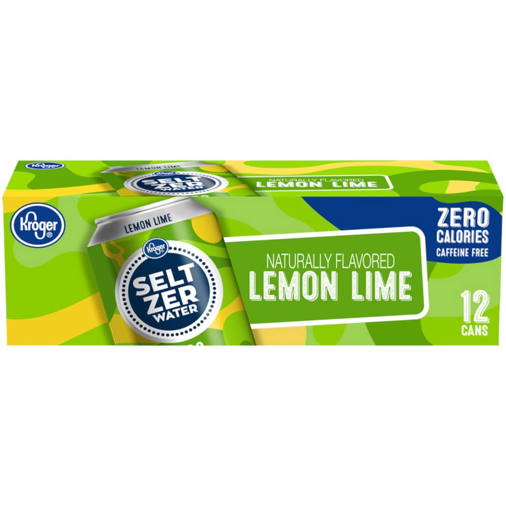 slide 2 of 5, Kroger Seltzer Water Naturally Flavored Lemon Lime Caffeine Free - 12 ct; 12 fl oz, 12 ct; 12 fl oz