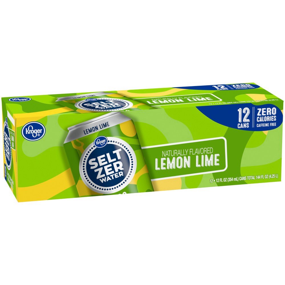 slide 3 of 5, Kroger Seltzer Water Naturally Flavored Lemon Lime Caffeine Free - 12 ct; 12 fl oz, 12 ct; 12 fl oz