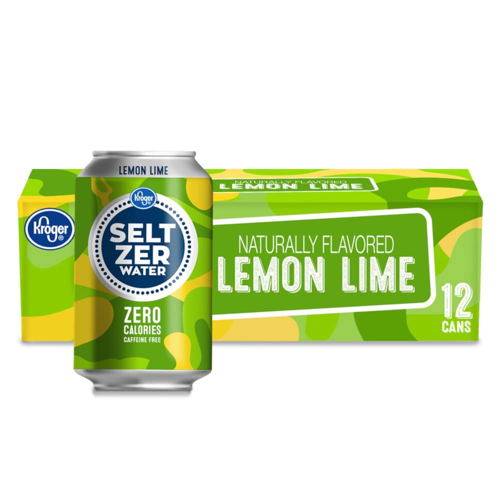 slide 1 of 5, Kroger Seltzer Water Naturally Flavored Lemon Lime Caffeine Free - 12 ct; 12 fl oz, 12 ct; 12 fl oz