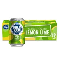 Kroger Seltzer Water Naturally Flavored Lemon Lime Caffeine Free - 12 ct; 12 fl oz