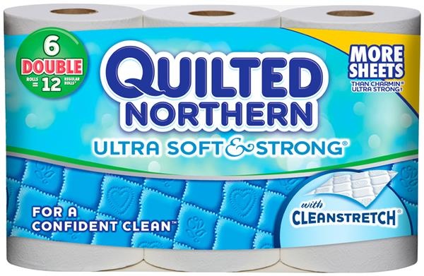 slide 1 of 1, Quilted Northern Bathroom Tissue, Unscented, Double Rolls, 2-Ply, 6 ct