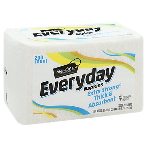 slide 1 of 1, Signature Select Napkins 1 Ply Everyday Extra Strong Thick & Absorbent Wrap, 200 ct