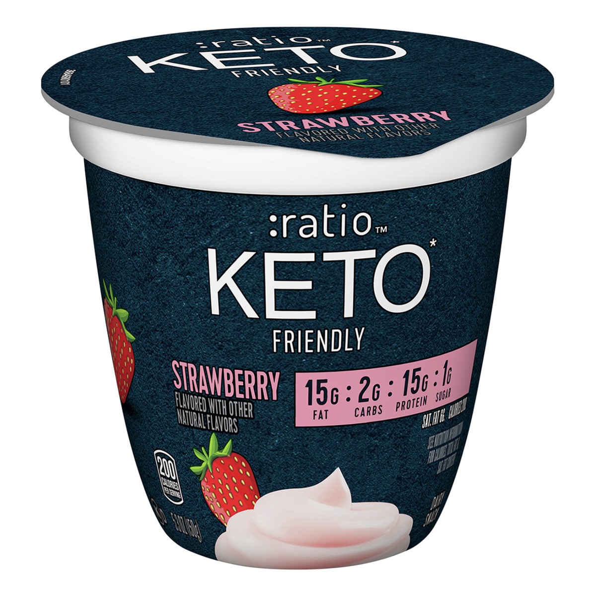 slide 9 of 9, :ratio Yogurt Cultured Dairy Snack, Strawberry, 1g Sugar, Keto Yogurt Alternative, 5.3 OZ, 5.3 oz