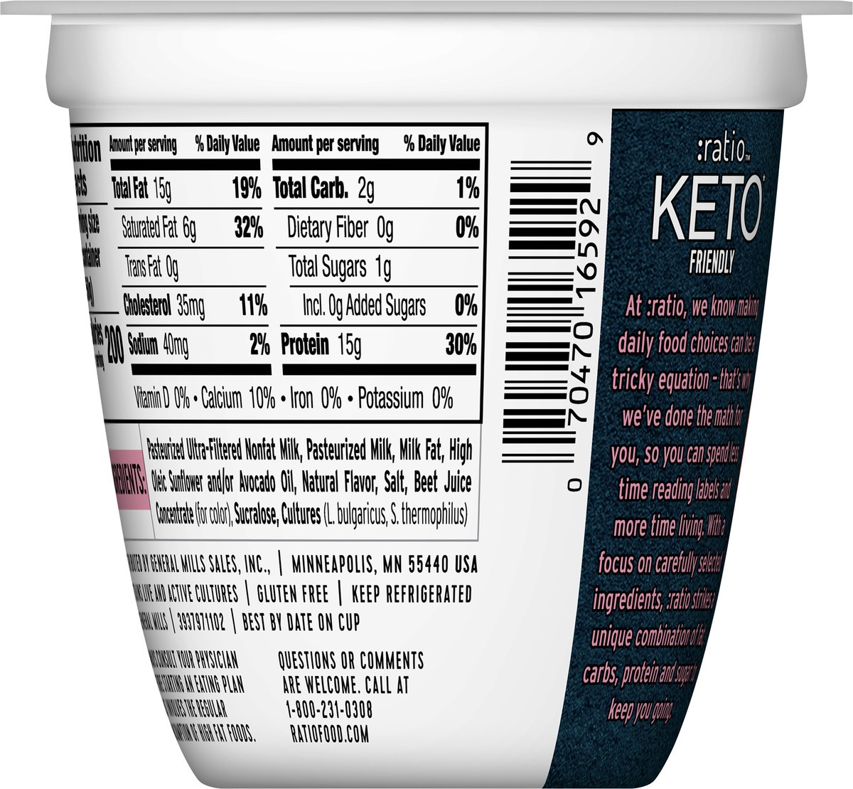 slide 6 of 9, :ratio Yogurt Cultured Dairy Snack, Strawberry, 1g Sugar, Keto Yogurt Alternative, 5.3 OZ, 5.3 oz