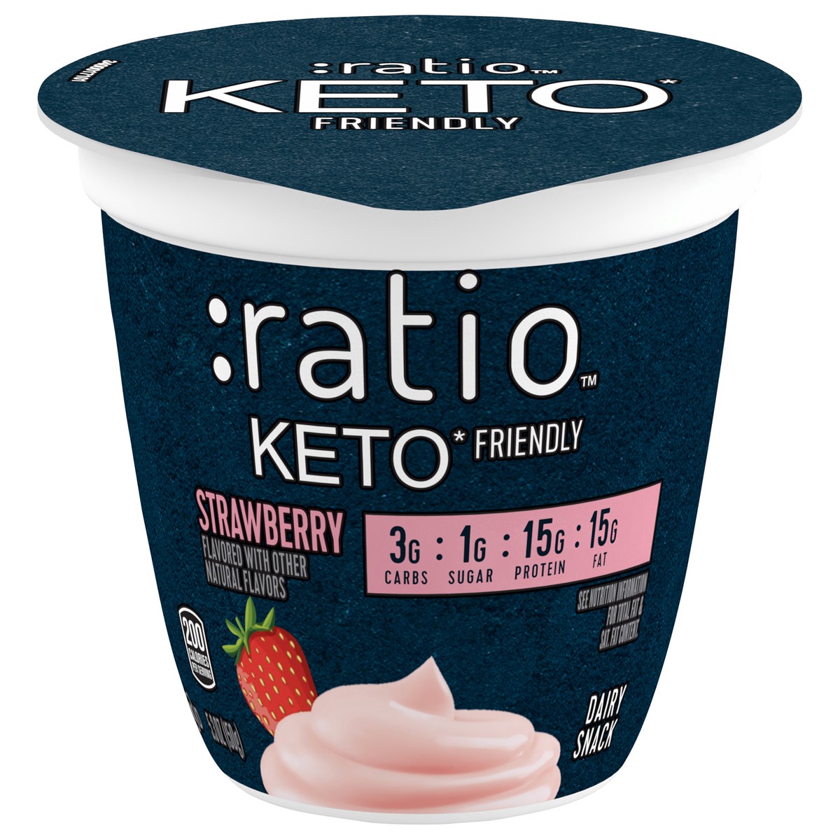 slide 1 of 9, :ratio Yogurt Cultured Dairy Snack, Strawberry, 1g Sugar, Keto Yogurt Alternative, 5.3 OZ, 5.3 oz