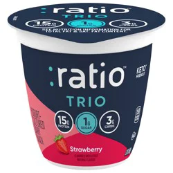 :ratio Trio Yogurt Cultured Dairy Snack, Strawberry, 1g Sugar, Keto Yogurt Alternative, 5.3 oz