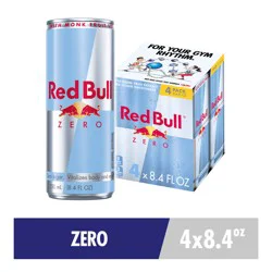 Red Bull Zero Energy Drink, 8.4 fl. oz., Pack of 4 cans, with 80mg Caffeine, Taurine & B Vitamins