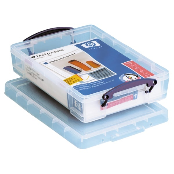 slide 1 of 1, Really Useful Boxes Really Useful Box Plastic Storage Box, Clear, 14 5/8 in x 10 1/4 in x 3 3/8 in