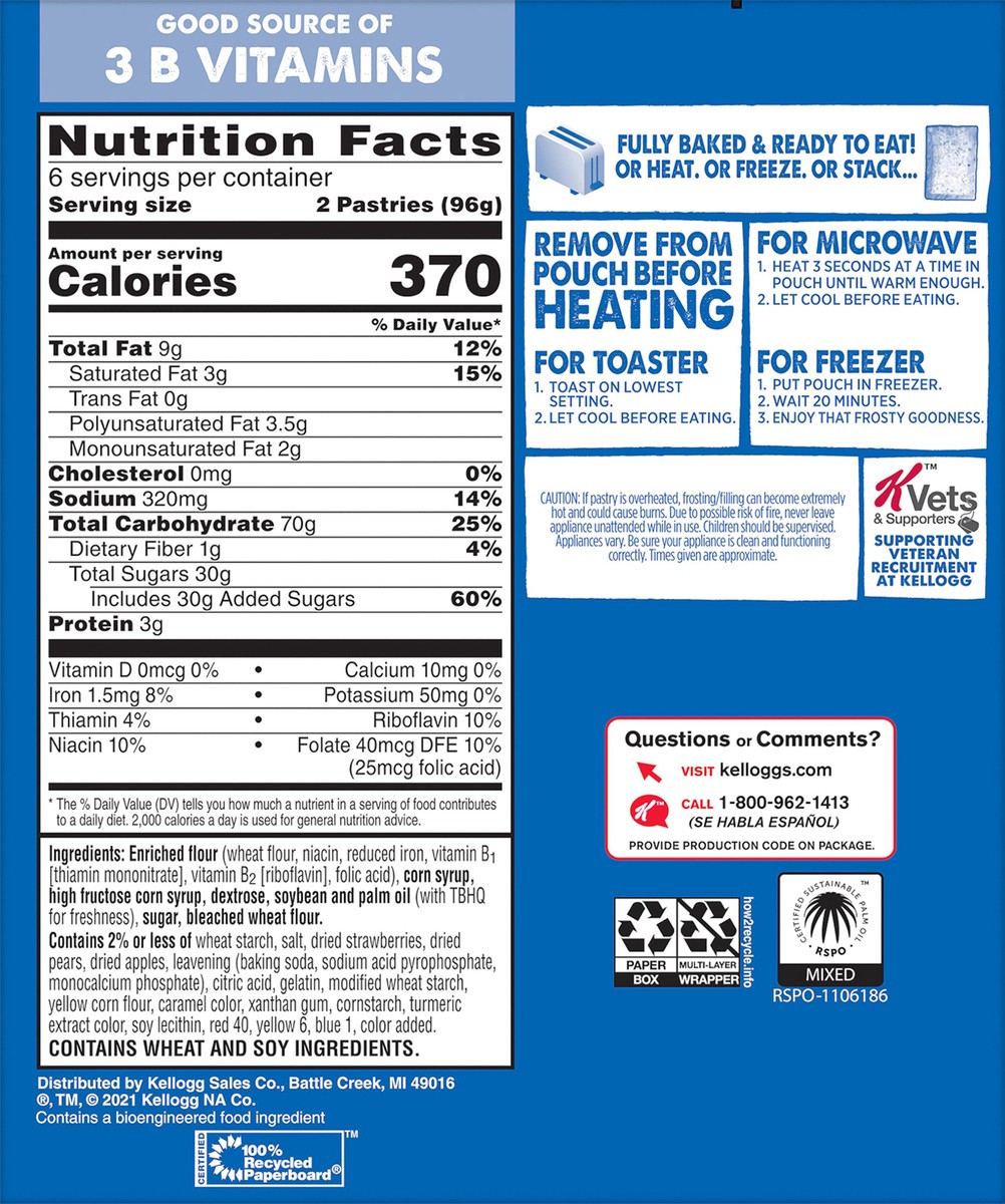 slide 3 of 8, Pop-Tarts Frosted Strawberry Toaster Pastries 6 - 3.3 oz Pouches, 20.3 oz