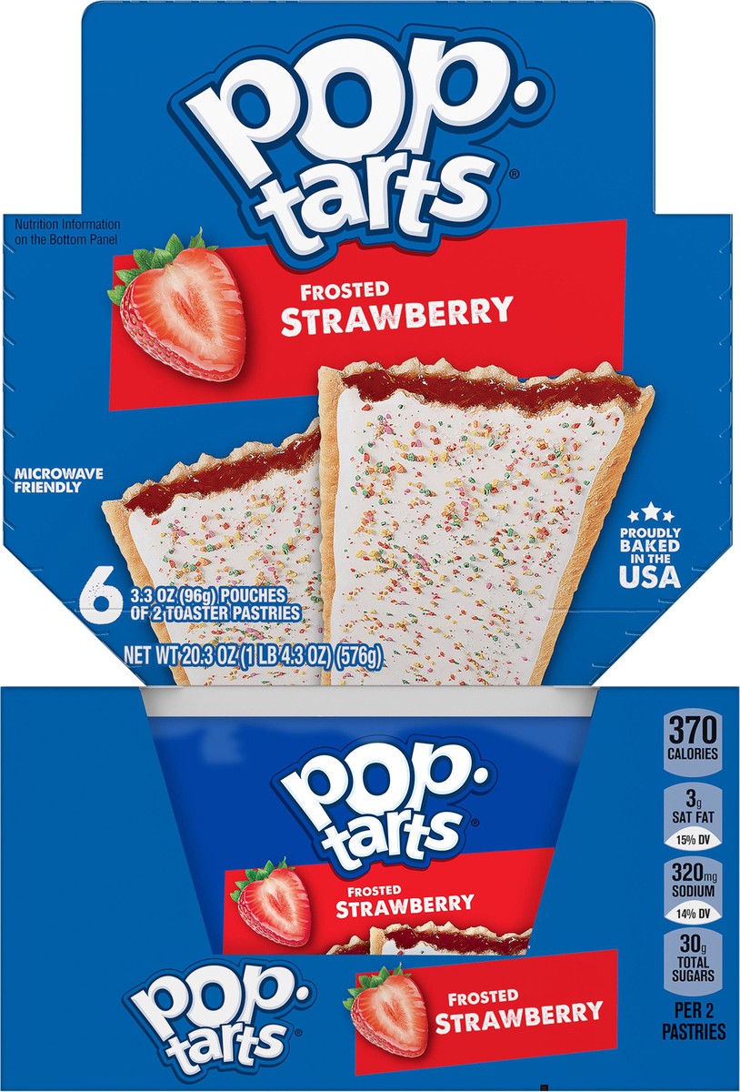 slide 5 of 8, Pop-Tarts Frosted Strawberry Toaster Pastries 6 - 3.3 oz Pouches, 20.3 oz