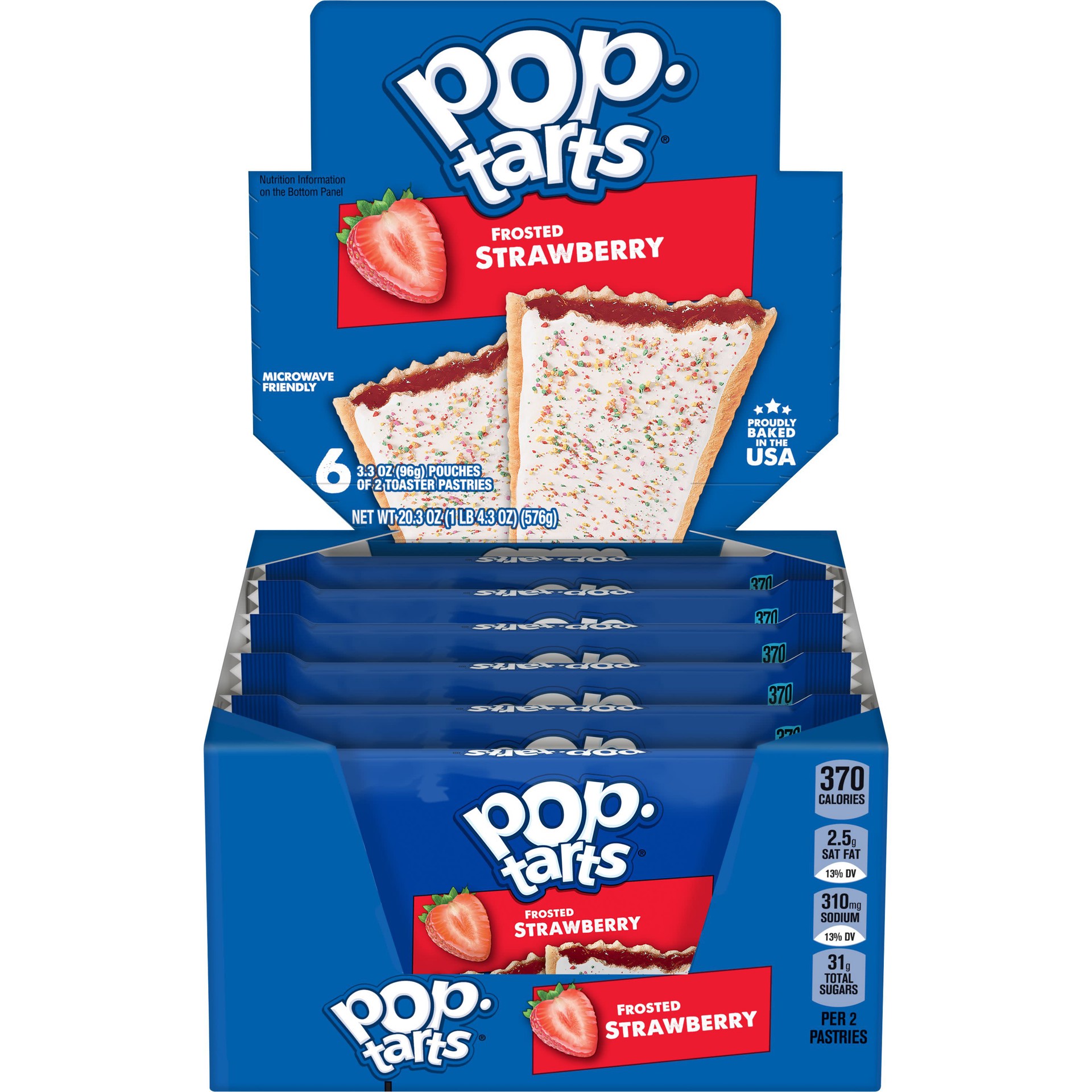 slide 1 of 8, Pop-Tarts Toaster Pastries, Breakfast Foods, Kids Snacks, Frosted Strawberry, 22oz Tray, 12 Pop-Tarts, 20.3 oz