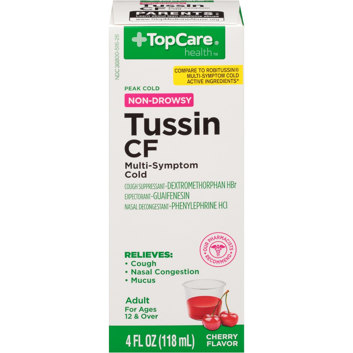 slide 1 of 9, TopCare Tussin Cf Multi Symptom, 4 oz