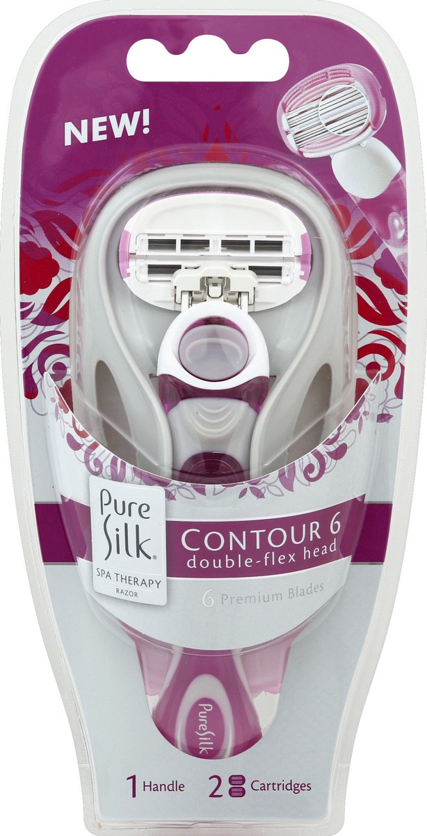 slide 3 of 6, Pure Silk Spa Therapy Razor with 2 Cartridges, 1 ct