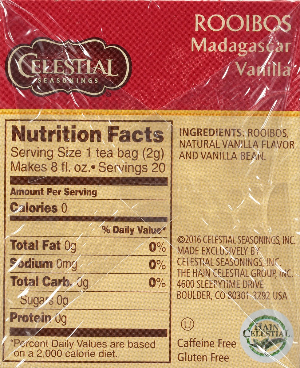 slide 9 of 11, Celestial Seasonings Tea Bags Caffeine Free Madagascar Vanilla Roiibos Tea - 20 ct, 20 ct