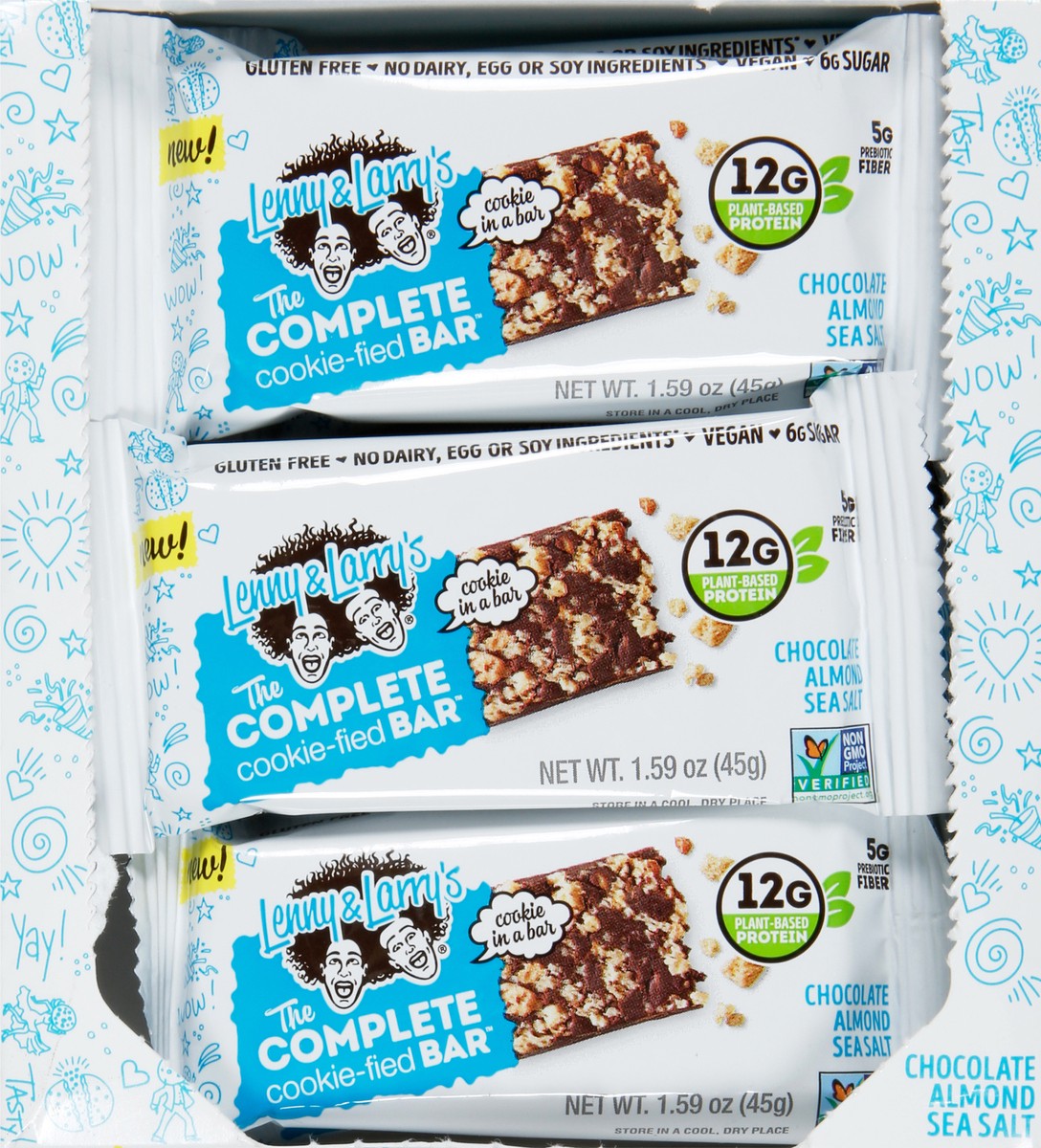 slide 2 of 9, Lenny & Larry's Cookie-Fied Gluten Free Chocolate Almond Sea Salt Bars 9 - 1.59 oz Bars, 14.31 oz