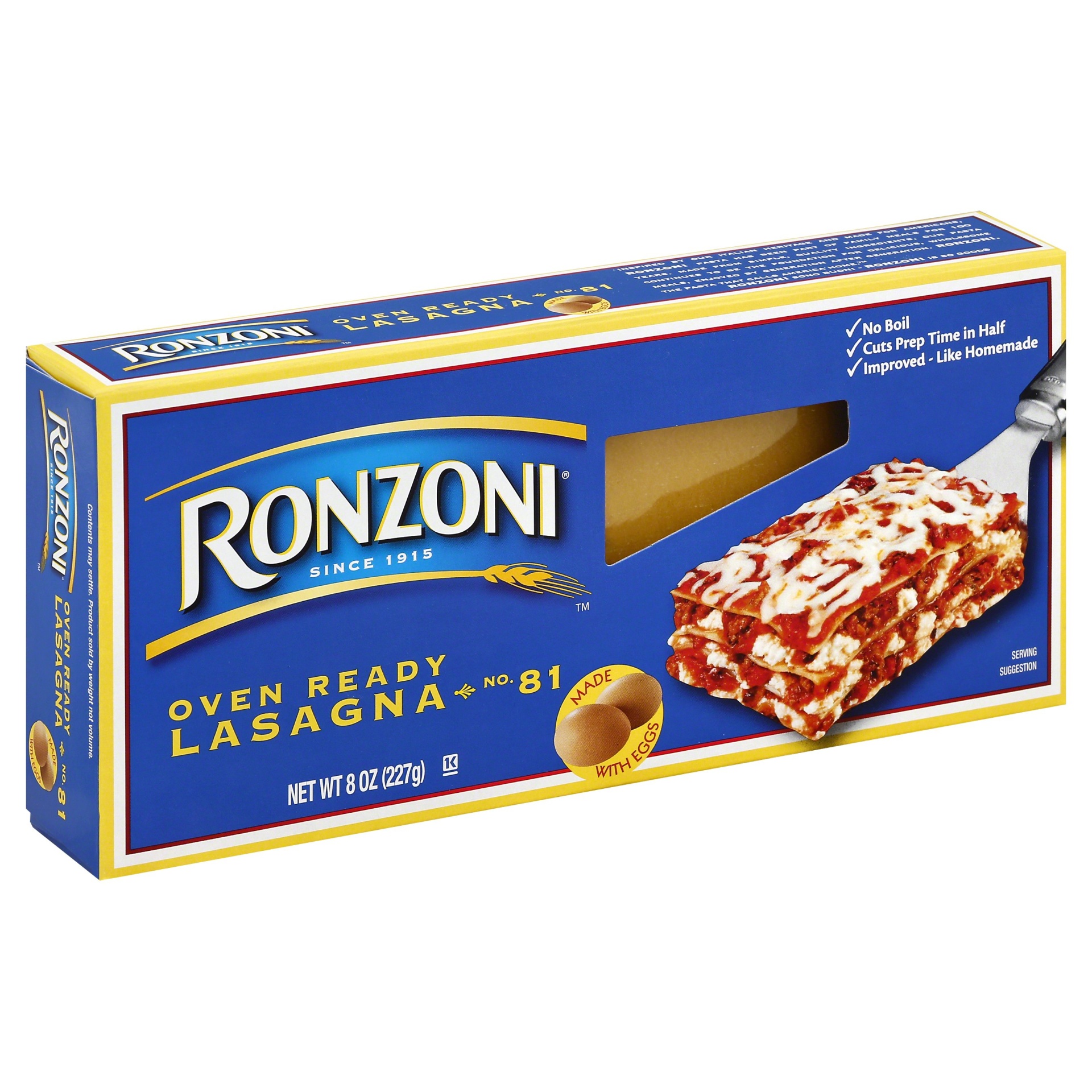 slide 1 of 1, Ronzoni Oven Ready Lasagna, 8 oz