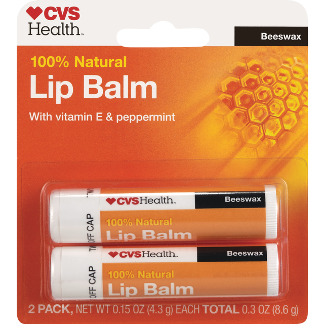 slide 1 of 1, CVS Beeswax Lip Balm, 2 ct