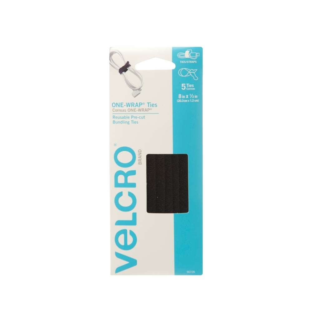 slide 1 of 1, VELCRO Brand Velcro One-Wrap Ties 5 Pack - Black, 5 ct