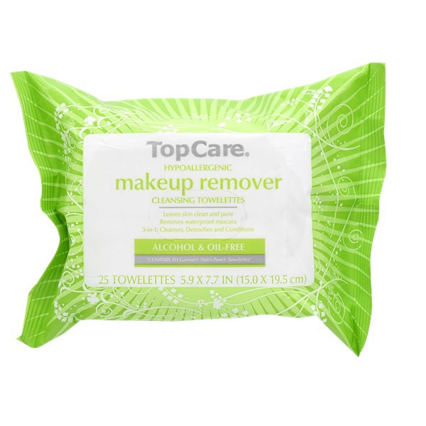 slide 1 of 9, TopCare Beauty Oil Free Makeup Remover & Cleansing Cloths 25 ea, 25 ct