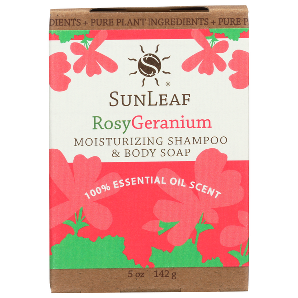 slide 1 of 1, SunLeaf Naturals Sunleaf Rosy Geranium Moisturizing Shampoo & Body Bar Soap, 1 ct