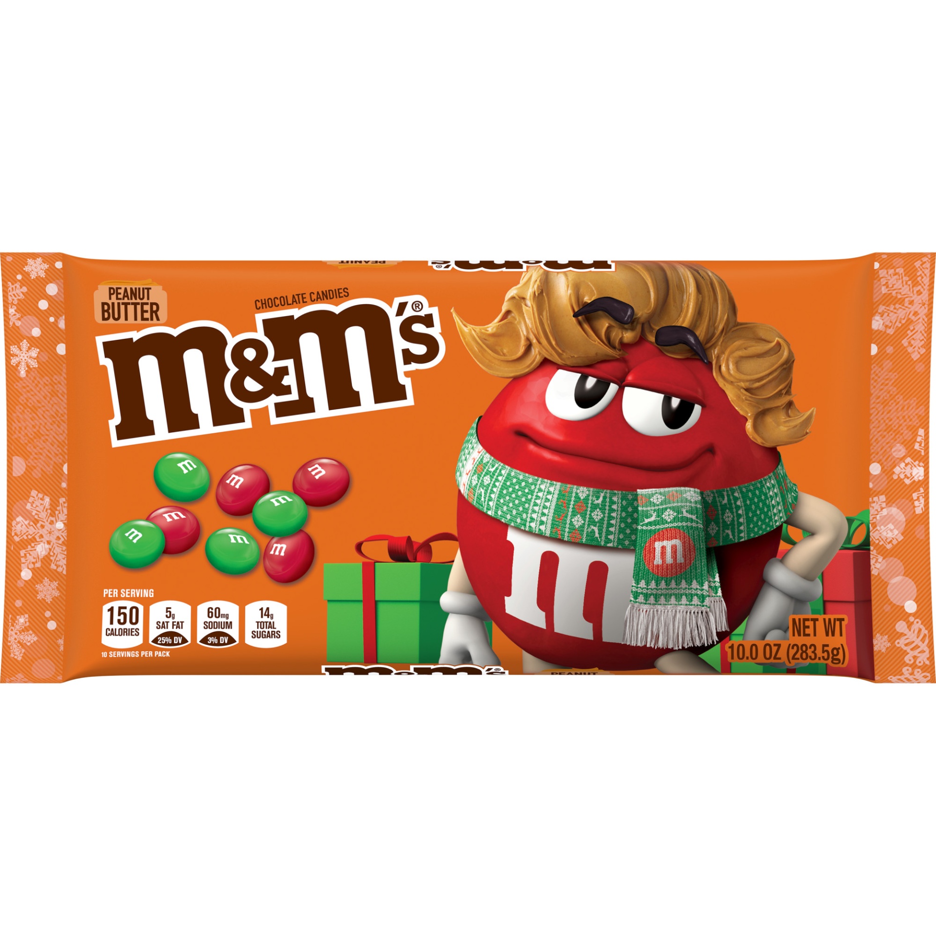 slide 1 of 5, M&M's Holiday Peanut Butter Chocolate Candy, 10 oz