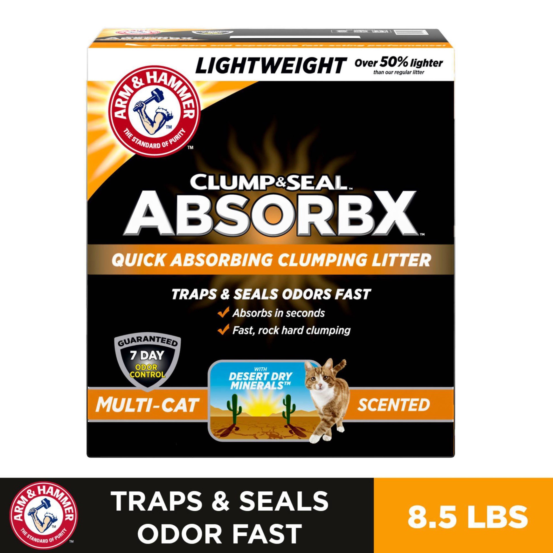 slide 1 of 7, ARM & HAMMER Clump & Seal AbsorbX Lightweight Quick Absorbing Multi-Cat Clumping Litter 8.5 lb, 8.5 lb