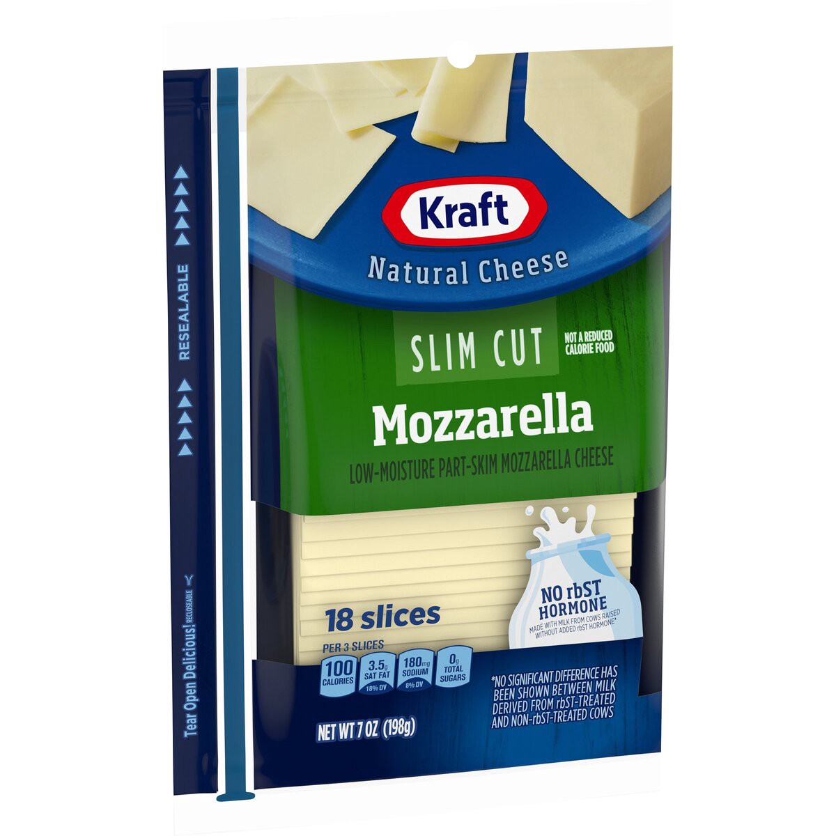 slide 2 of 9, Kraft Slim Cut Mozzarella Cheese Slices Pack, 7 oz