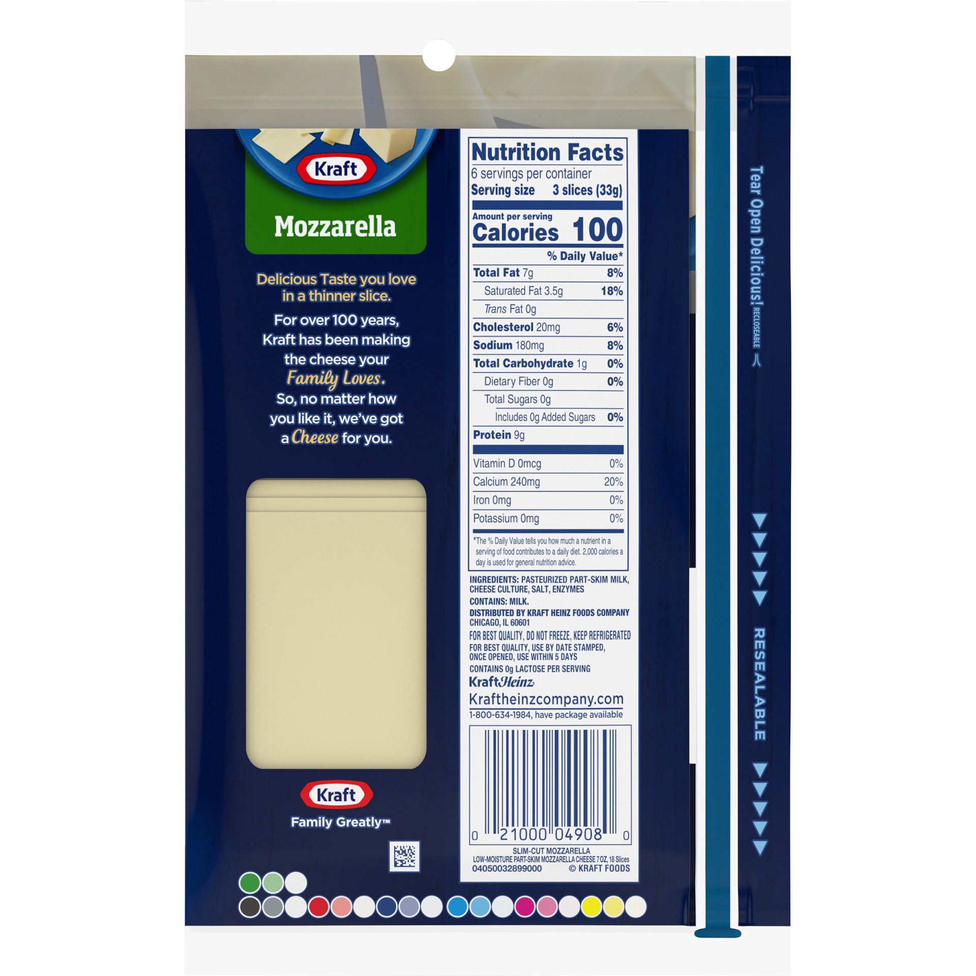 slide 7 of 14, Kraft Slim Cut Mozzarella Cheese Slices, 18 ct Pack, 18 ct