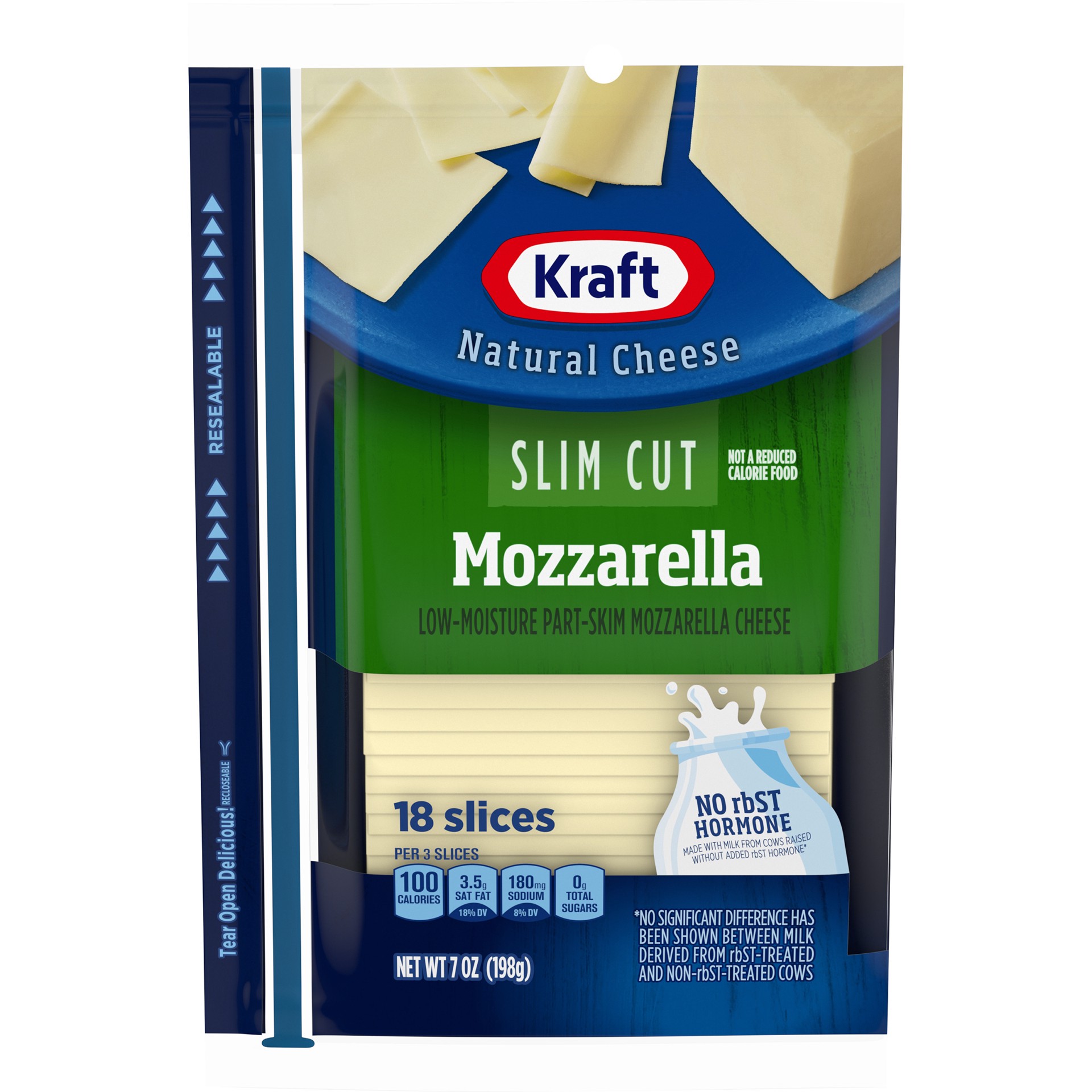 slide 1 of 14, Kraft Slim Cut Mozzarella Cheese Slices, 18 ct Pack, 18 ct