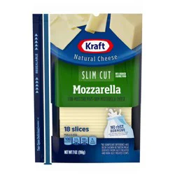 Kraft Slim Cut Mozzarella Cheese Slices, 18 ct Pack