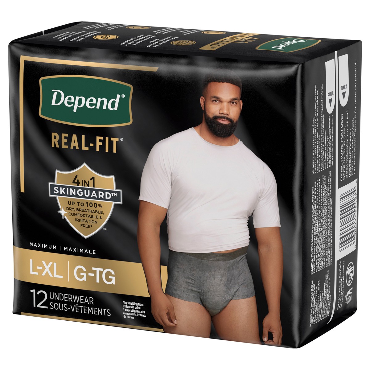 slide 9 of 12, Depend Real Fit Incontinence Underwear for Men, Disposable, Maximum Absorbency, Large/Extra Large, Grey, 12 Count, 12 ct