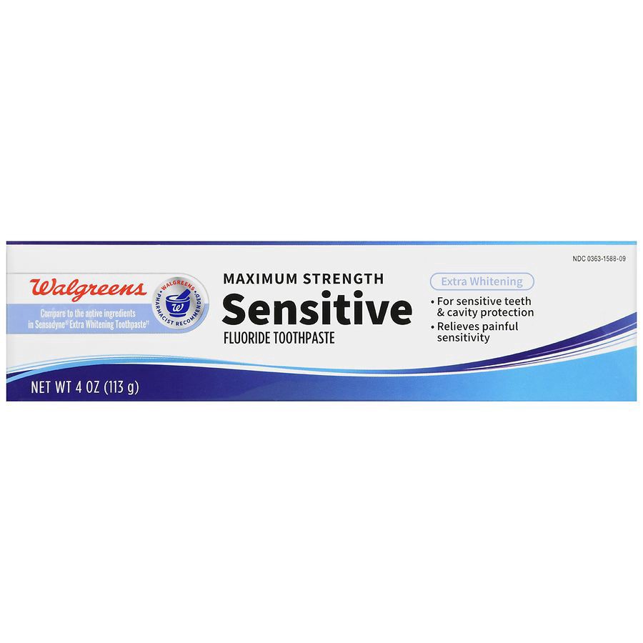 slide 2 of 5, Walgreens Maximum Strength Sensitive Fluoride Toothpaste Extra Whitening, 4 oz